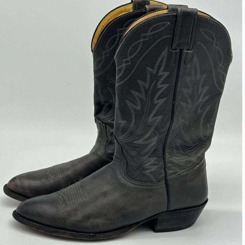Nocona Leather Boots Mens‎ 9 D Dark Grey Western Cowboy Mid-Calf Rodeo